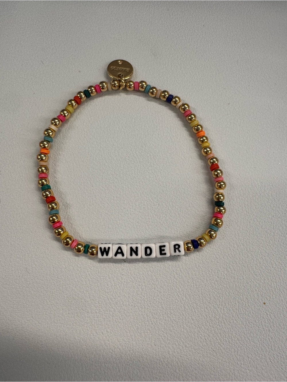Little Words Project Wander Gold-Tone Multi-Color Beaded Stretch Bracelet